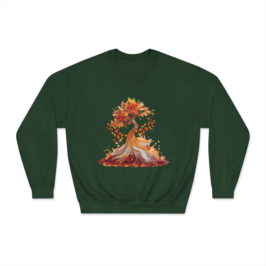 Autumn Tree Serenity Sweatshirt Sweatshirt Printify Forest Green S