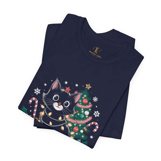 Cat Christmas Tee - Feline Festive T-Shirt Printify