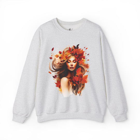 Autumn Woman Graphic Sweatshirt Sweatshirt Printify S Ash