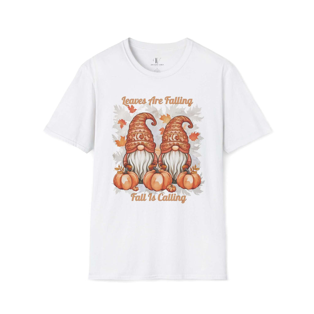Leaves Are Falling: Fall Gnomes T-Shirt T-Shirt Printify White XS