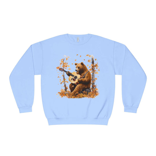 Bear Guitar Sweatshirt - Autumn Nature Theme Sweatshirt Printify Light Blue S