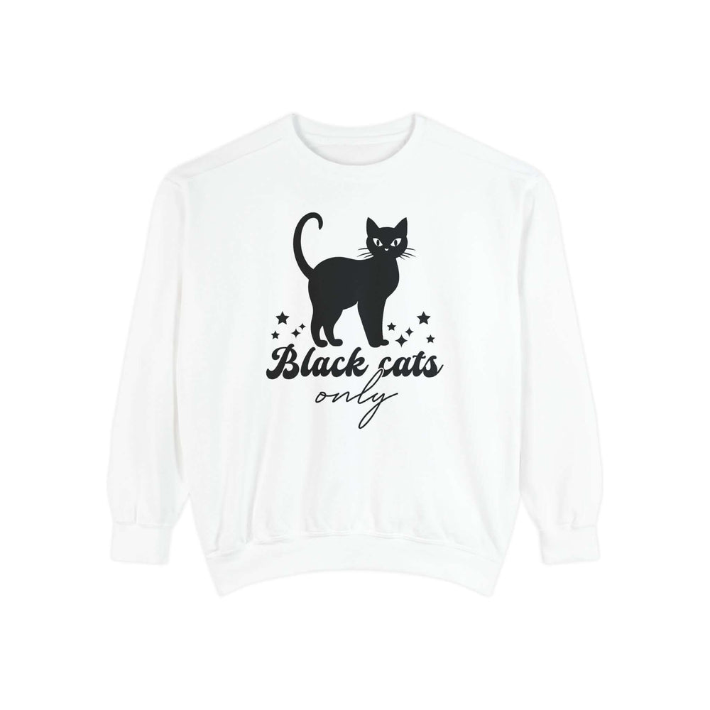 Black Cat Halloween Sweatshirt - 'Black Cats Only' Sweatshirt Printify White S