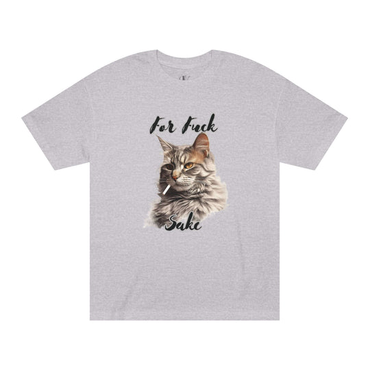 Cat Smoking For Fuck Sake Unisex Classic Tee T-Shirt Printify Athletic Heather S