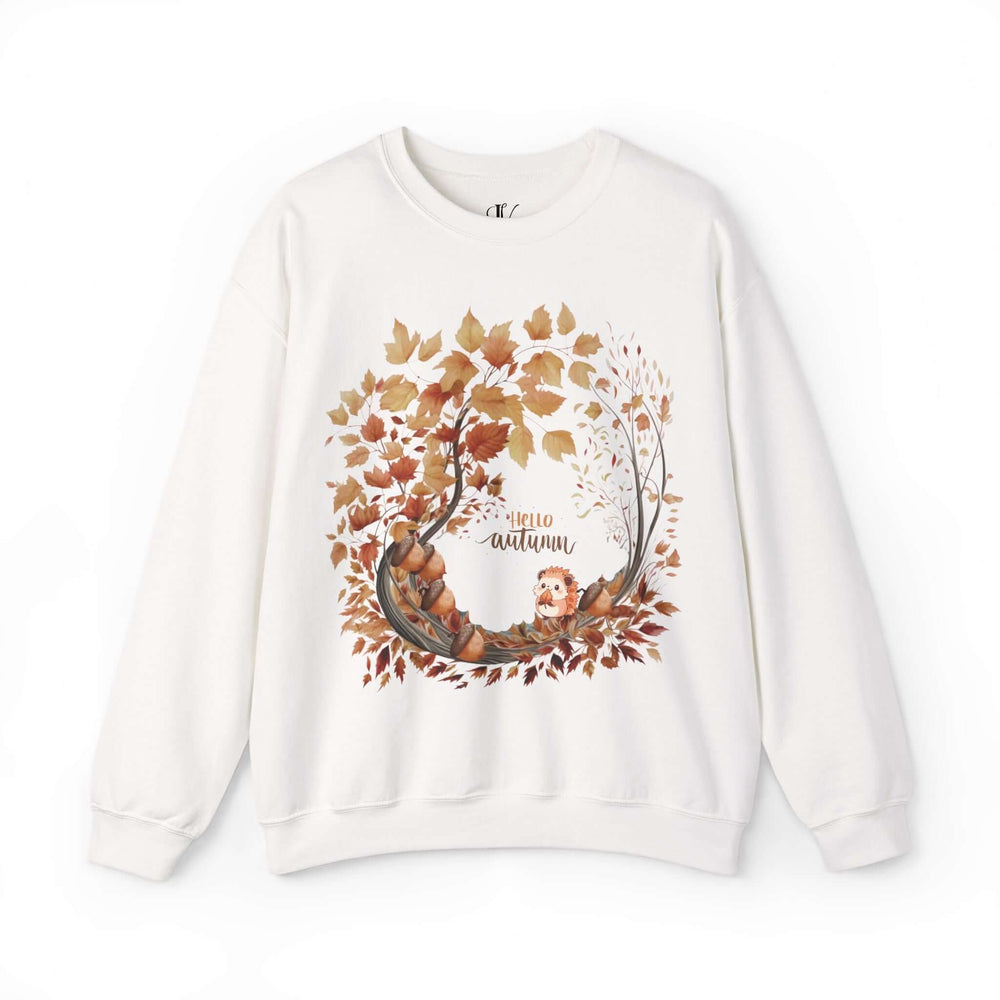 Autumn Nature Crewneck Sweatshirt - Hello Autumn Sweatshirt Printify S White
