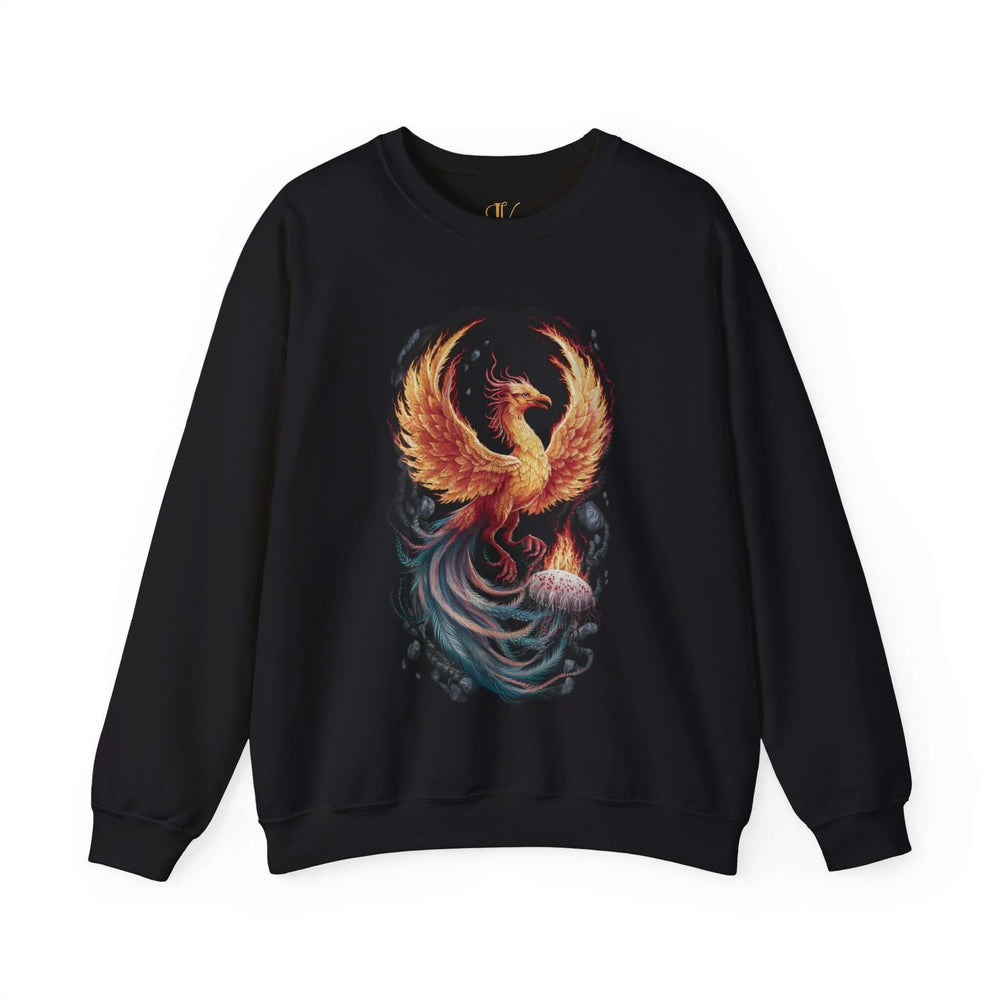 Phoenix Rising Crewneck Sweatshirt Sweatshirt Printify S Black