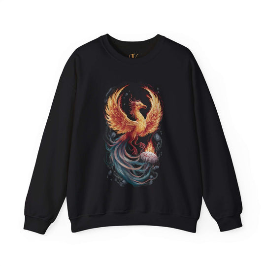 Phoenix Rising Crewneck Sweatshirt Sweatshirt Printify S Black