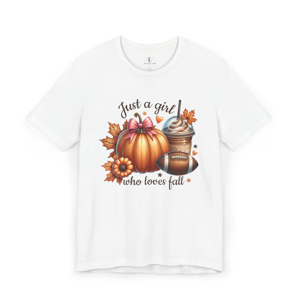 Just a Girl Who Loves Fall T-Shirt T-Shirt Printify White XS