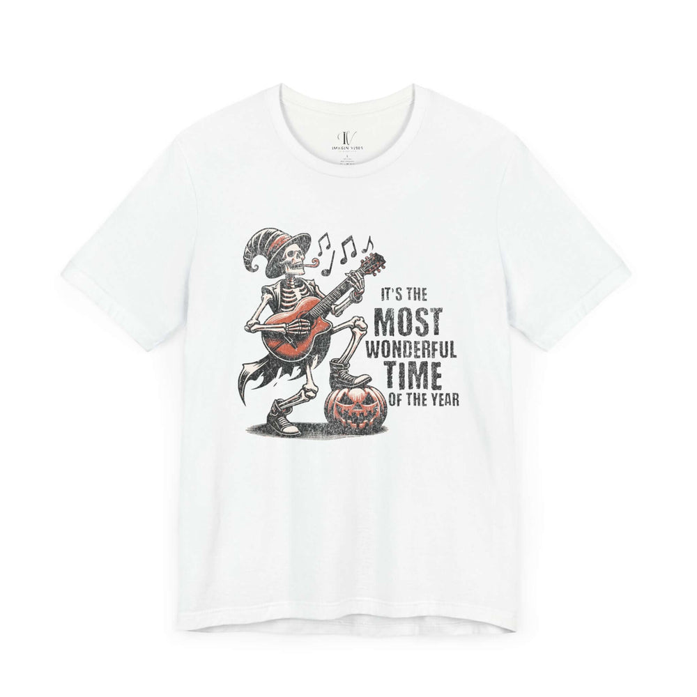 Halloween Skeleton Tee " Most wonderful time" T-Shirt Printify White XS