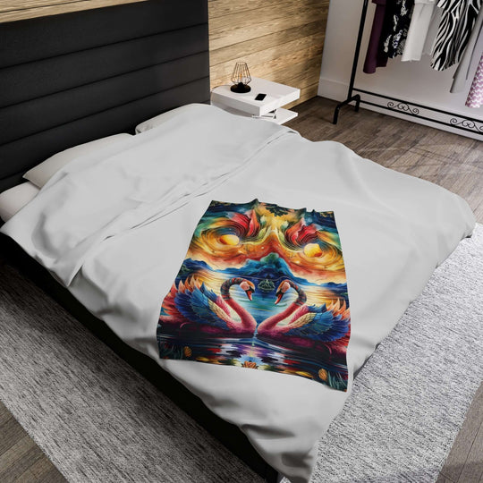 Plush Celestial Swans Blanket - Psychedelic All Over Prints Printify 30" × 40"