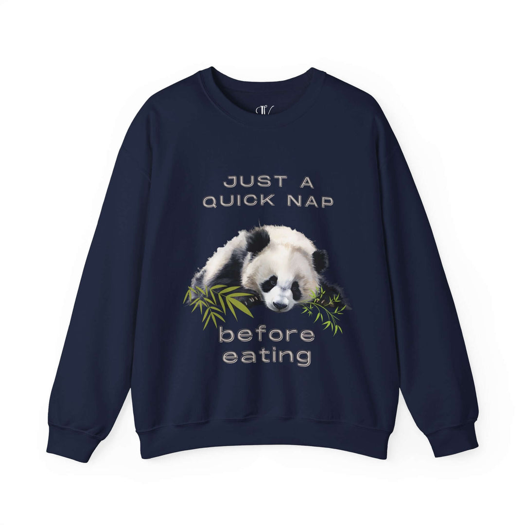 Sleeping Panda Sweatshirt - Just a Quick Nap Before Eating Sweatshirt Printify Navy S