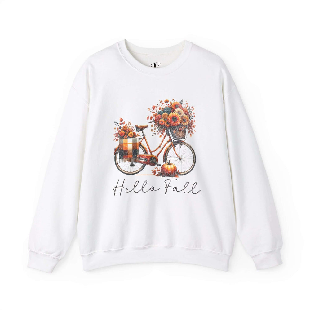 Autumn Bicycle Sweatshirt Sweatshirt Printify S White