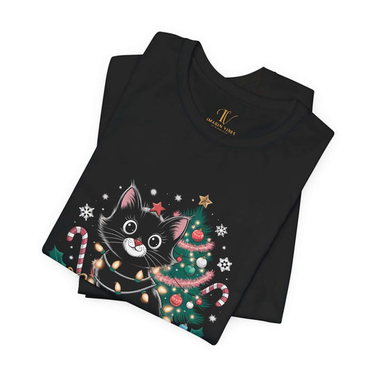 Cat Christmas Tee - Feline Festive T-Shirt Printify