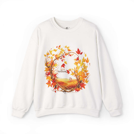 Hello Autumn Crewneck Sweatshirt Sweatshirt Printify S White