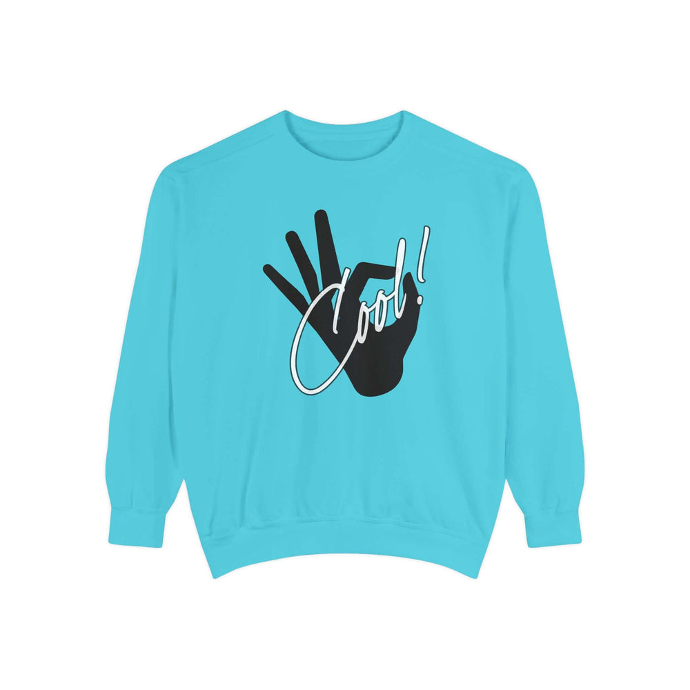 Cool Hand Gesture Unisex Sweatshirt Sweatshirt Printify Lagoon Blue S