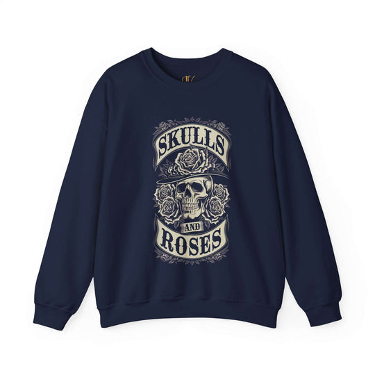 Skulls and Roses Sweatshirt Sweatshirt Printify S Navy