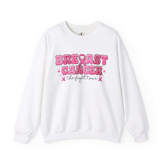 Breast Cancer Tour - The Fight Tour Sweatshirt Sweatshirt Printify S White