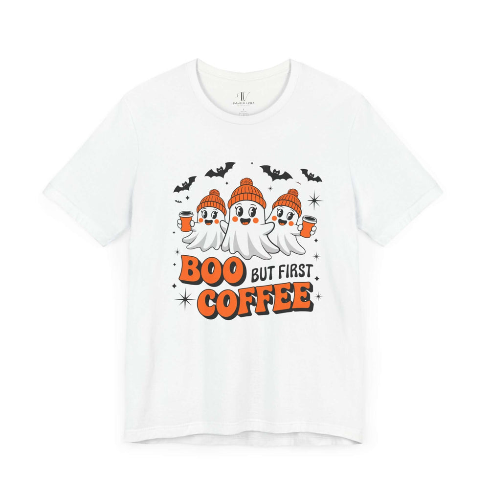 Halloween Tee - Boo but First Coffee T-Shirt Printify White XS