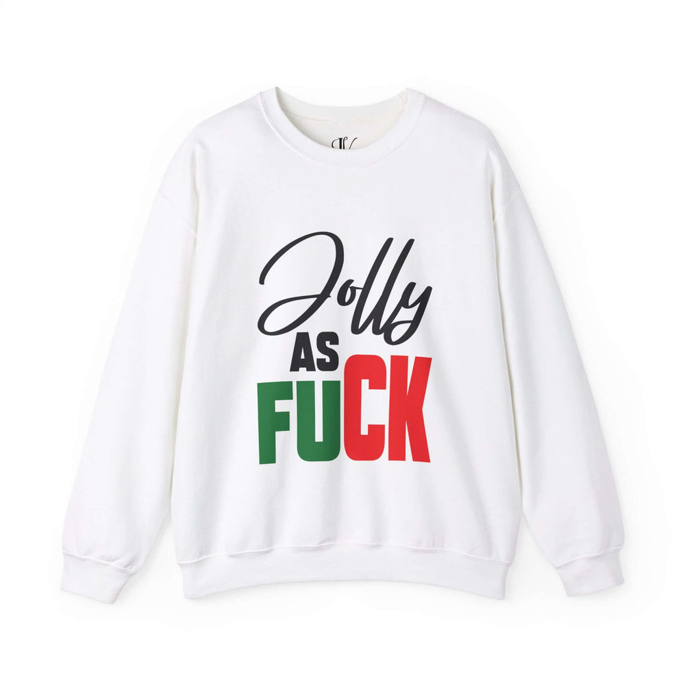 Crewneck Sweatshirt Holiday Jolly AF Christmas Sweatshirt Printify S White