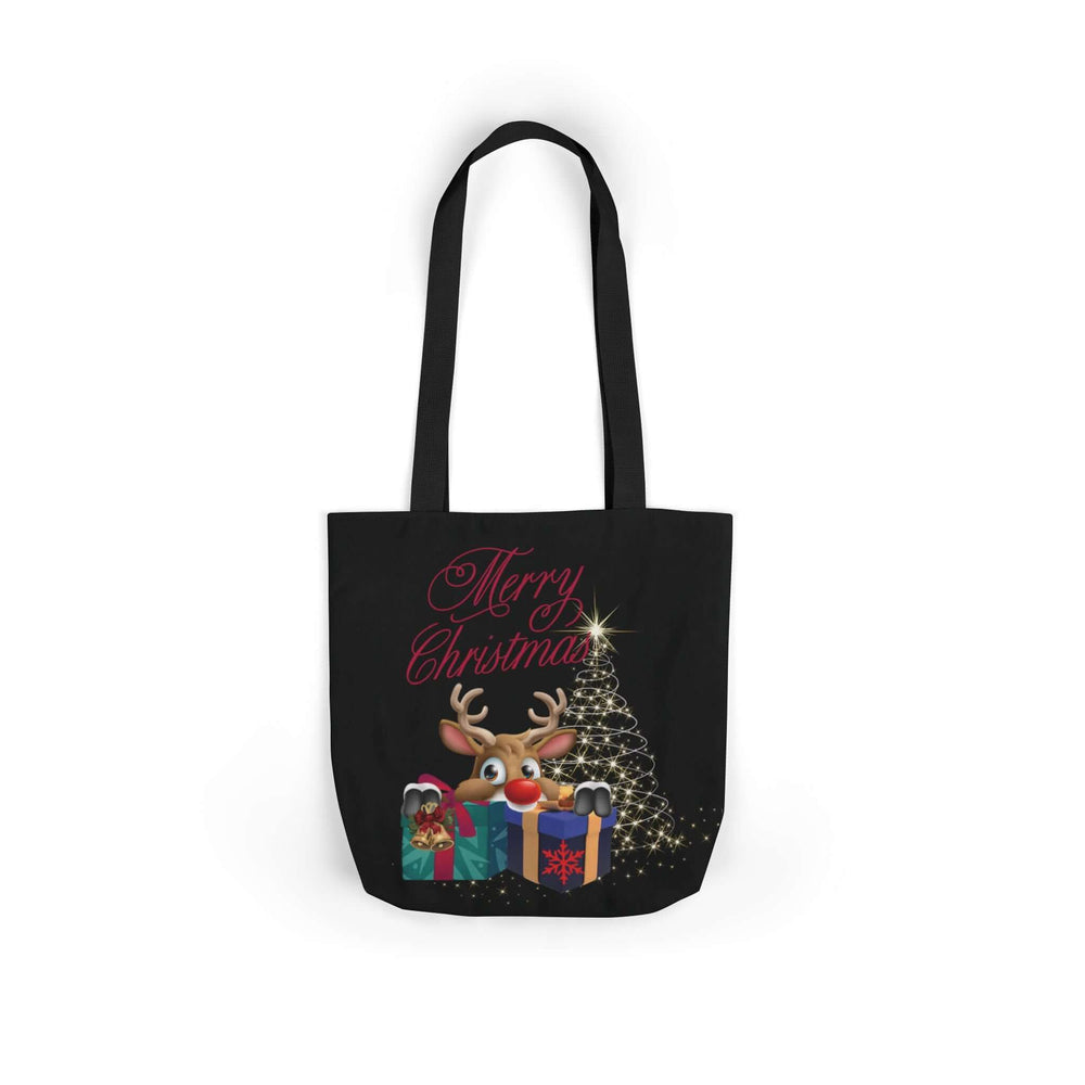 Christmas Reindeer Canvas Tote Bag Accessories Printify 13" × 13'' Black