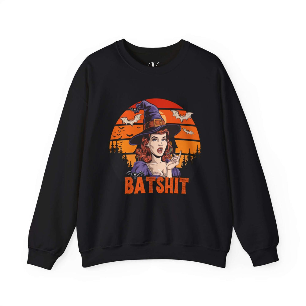 Retro Pin-Up Witch Sweatshirt Sweatshirt Printify S Black