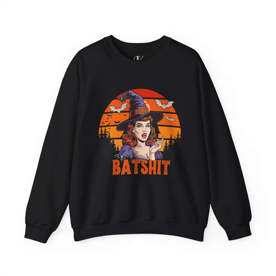 Retro Pin-Up Witch Sweatshirt Sweatshirt Printify S Black