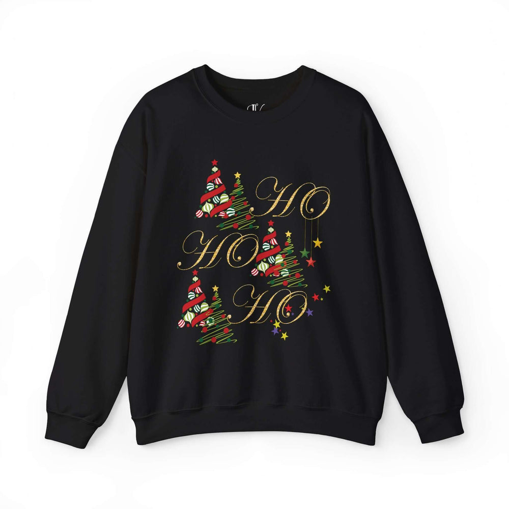 Christmas Trees Crewneck Sweatshirt Sweatshirt Printify S Black