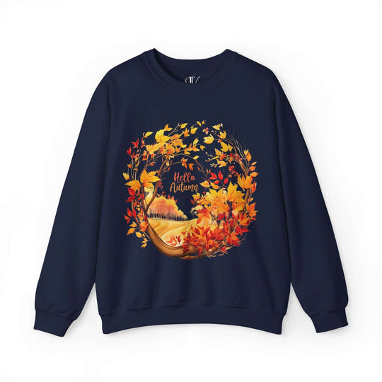 Autumn Wreath Sweatshirt Sweatshirt Printify S Navy