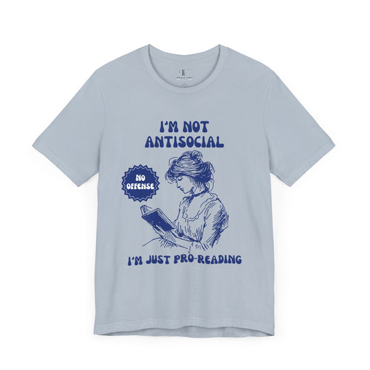 Book Lover Unisex Tee - I'M NOT ANTISOCIAL T-Shirt Printify Light Blue XS