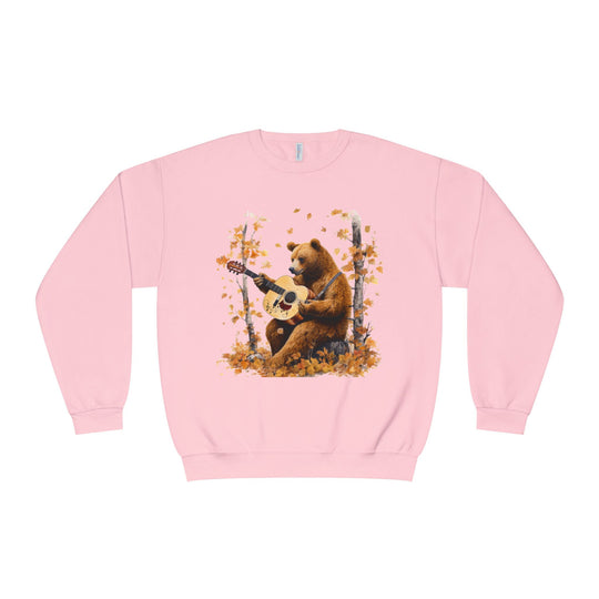 Bear Guitar Sweatshirt - Autumn Nature Theme Sweatshirt Printify Classic Pink M