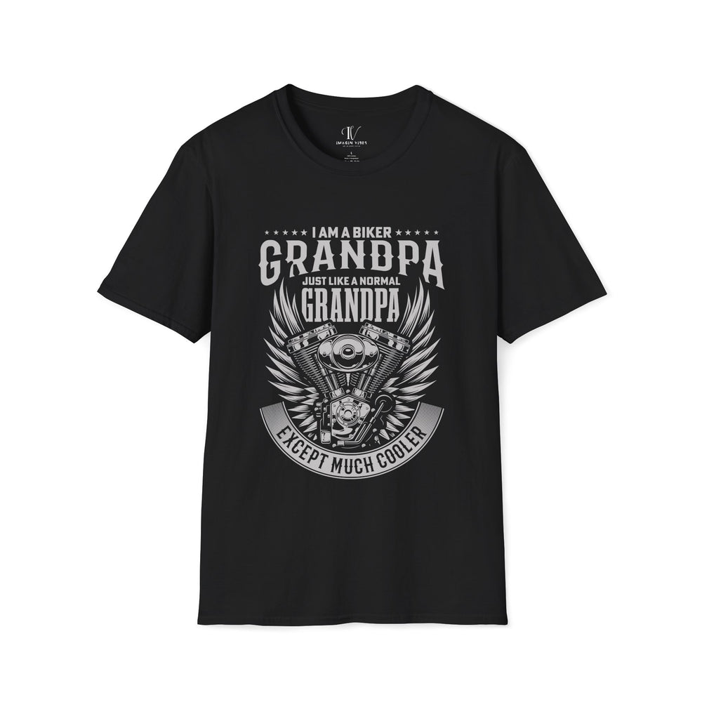 "Biker Grandpa" Winged Engine T-Shirt T-Shirt Printify Black XS