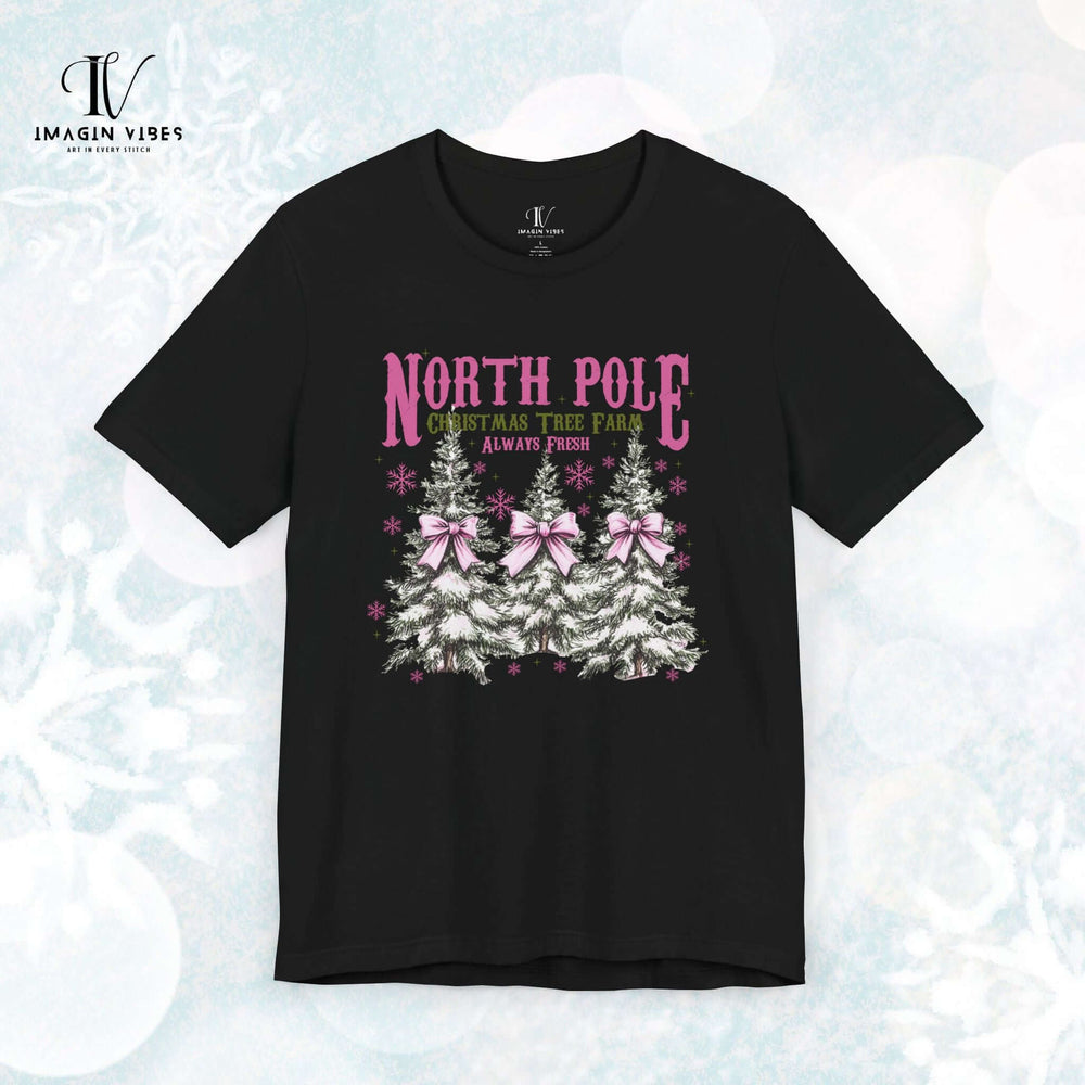 Christmas Tee North Pole Farm Vintage T-Shirt Printify Black XS