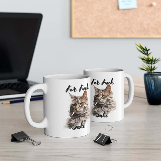 Funny Tabby Cat Mug "For F*** Sake" Mug Printify
