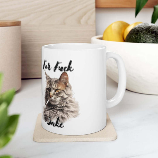 Funny Tabby Cat Mug "For F*** Sake" Mug Printify