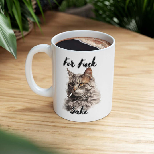 Funny Tabby Cat Mug "For F*** Sake" Mug Printify