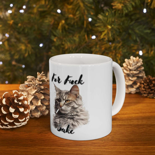 Funny Tabby Cat Mug "For F*** Sake" Mug Printify