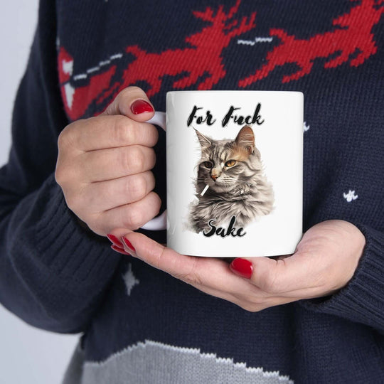 Funny Tabby Cat Mug "For F*** Sake" Mug Printify
