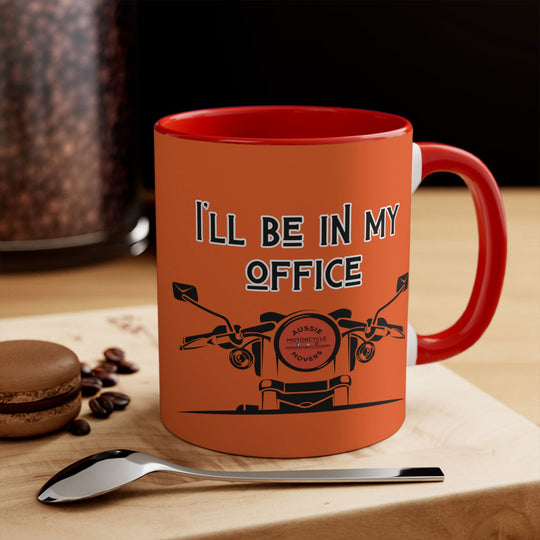 Aussie Motorcycle Movers Brand Mug - I Will Be in My Office Mug Mug Printify 11oz Red