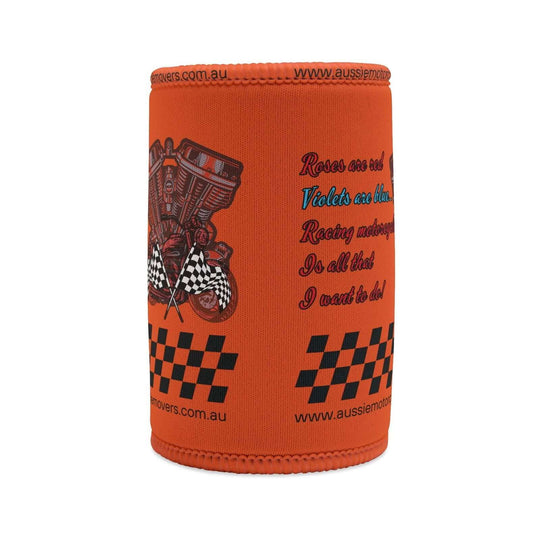 Aussie Motorcycle Movers, Roses Are Red Racing Stubby Cooler Accessories Printify