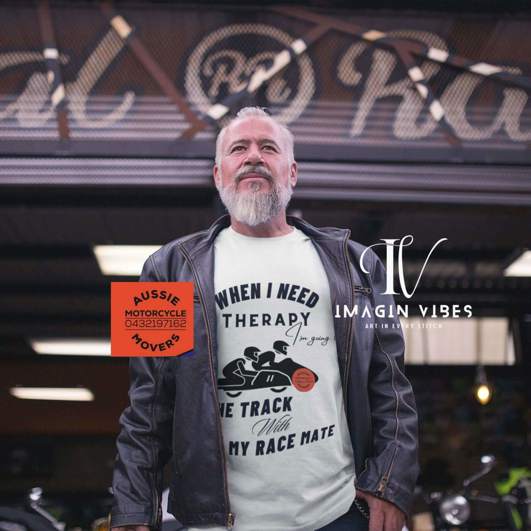 Aussie Motorcycle Movers Supporter T-Shirt - When I Need Therapy T-Shirt Printify