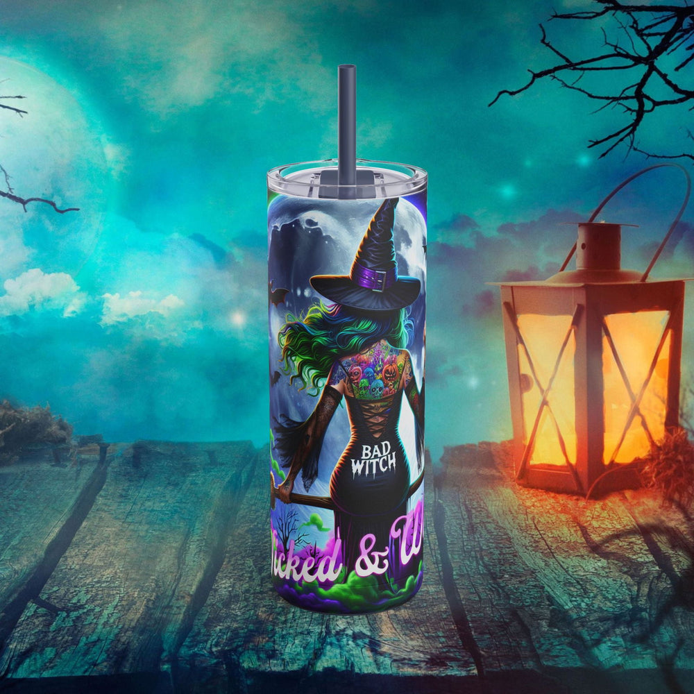 Bad Witch Wicked and Wild Halloween Tumbler Mug Printify Indigo 20oz Matte