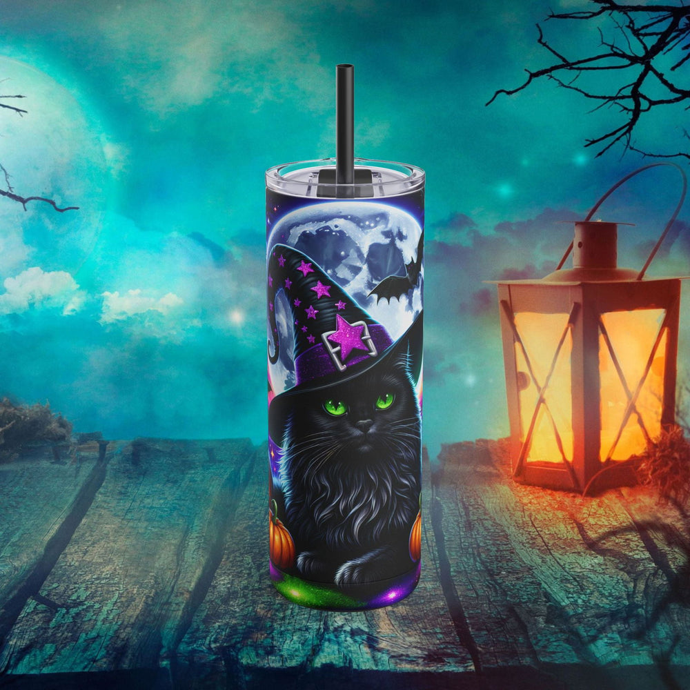 Black Cat Halloween Tumbler Mug Printify Black 20oz Matte