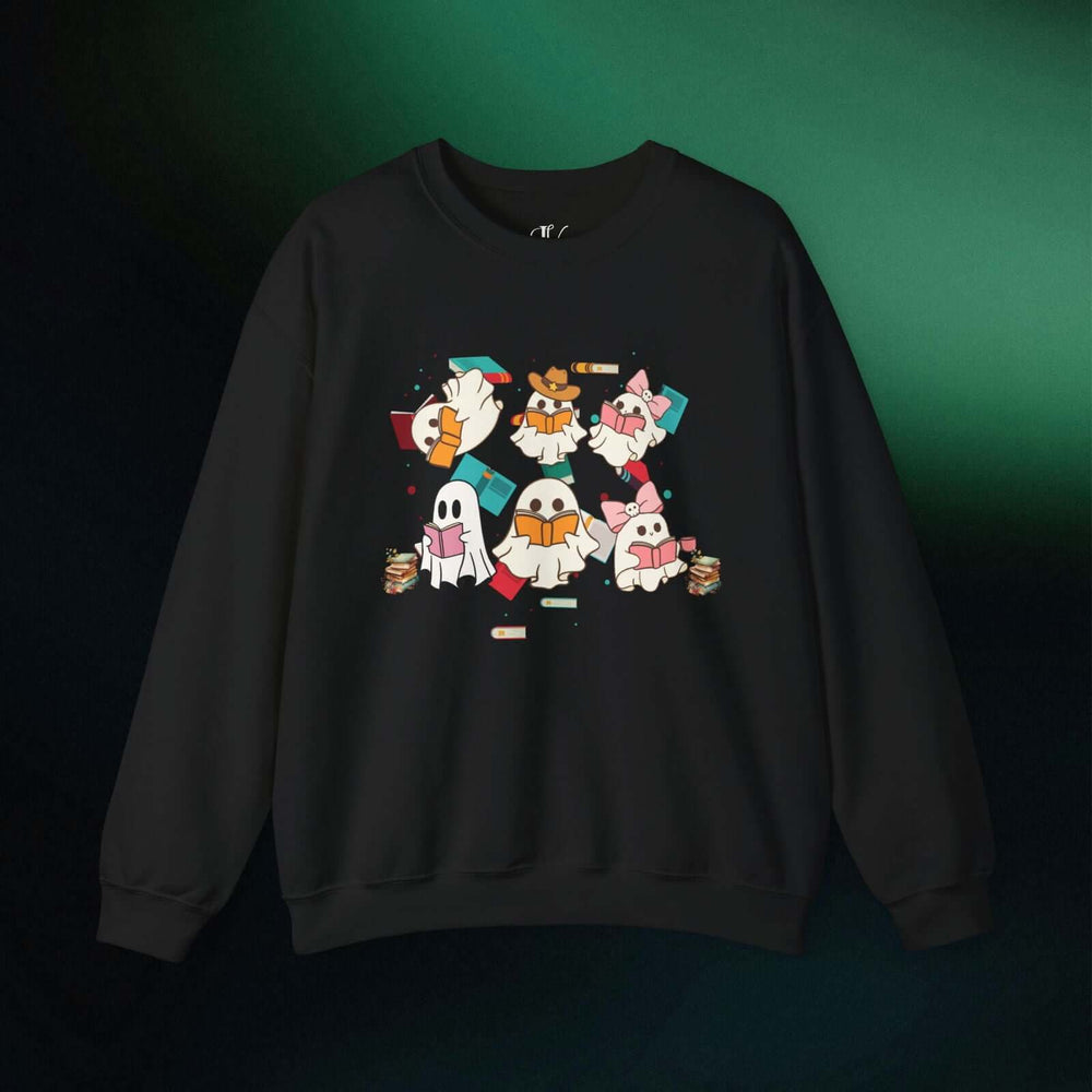 Boo-ks, Not Boos: Ghost Reader Sweatshirt Sweatshirt Printify S Black