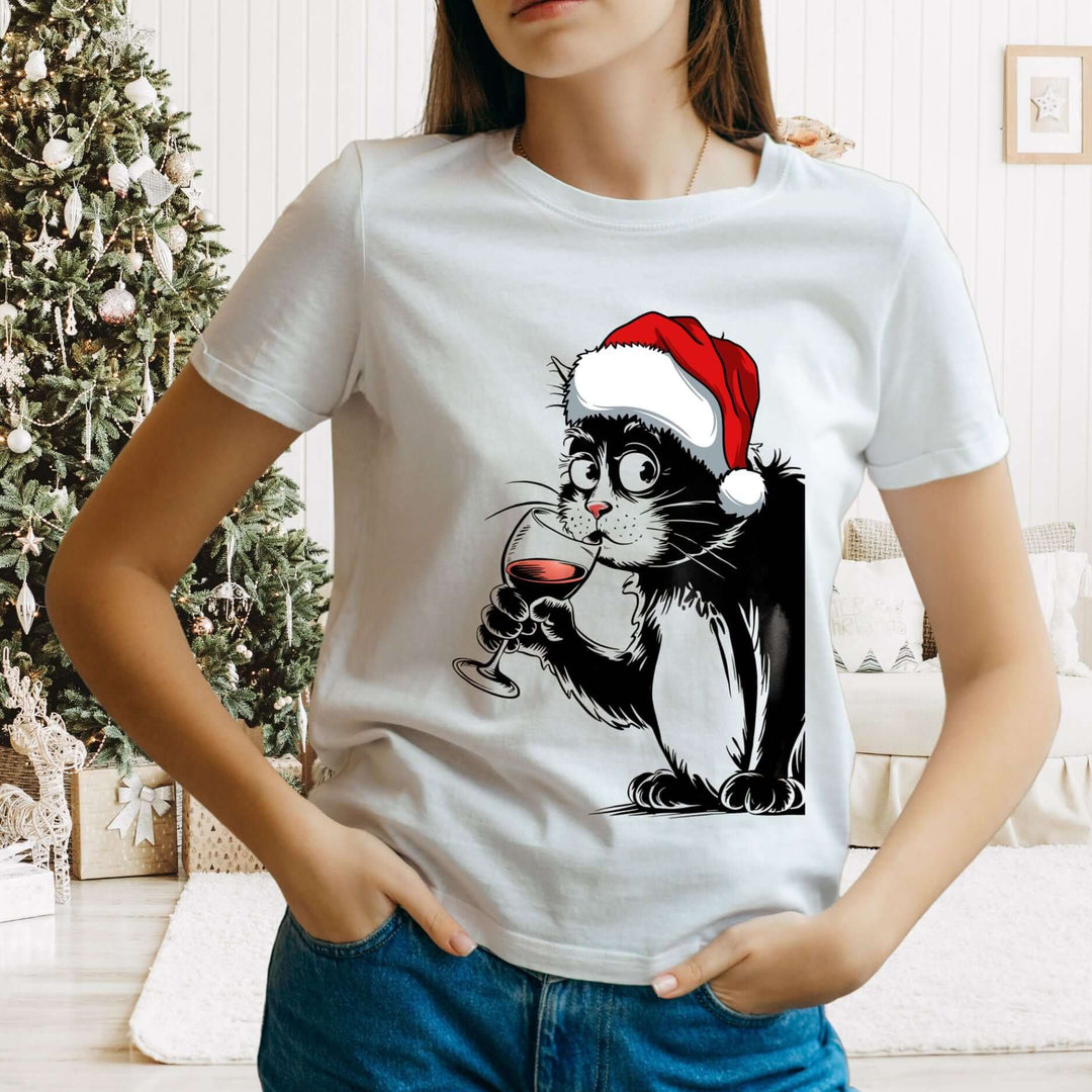 Cat Vine Christmas Tee T-Shirt Printify