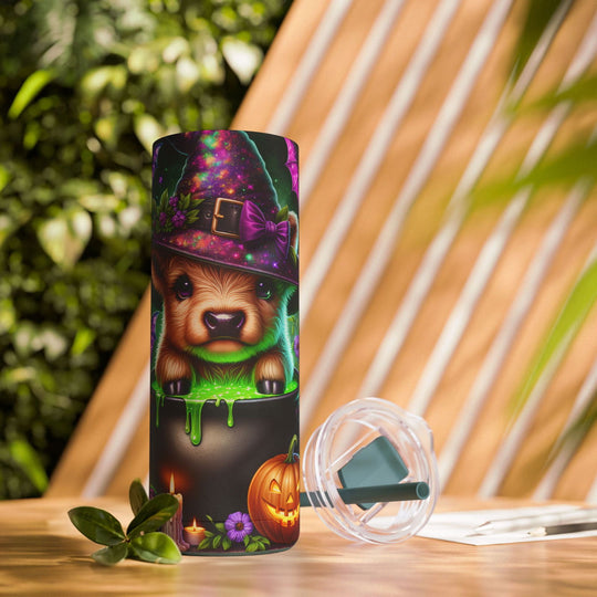Cauldron Highland Cow Halloween Tumbler Mug Printify Deep Teal 20oz Matte