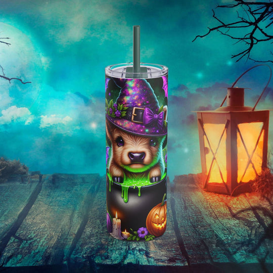 Cauldron Highland Cow Halloween Tumbler Mug Printify