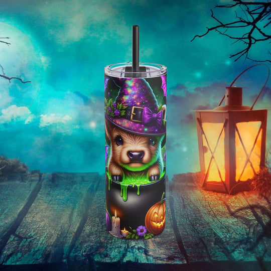 Cauldron Highland Cow Halloween Tumbler Mug Printify