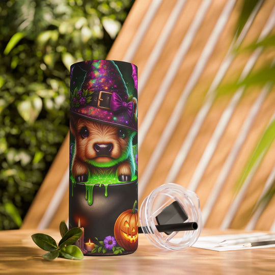 Cauldron Highland Cow Halloween Tumbler Mug Printify Black 20oz Matte