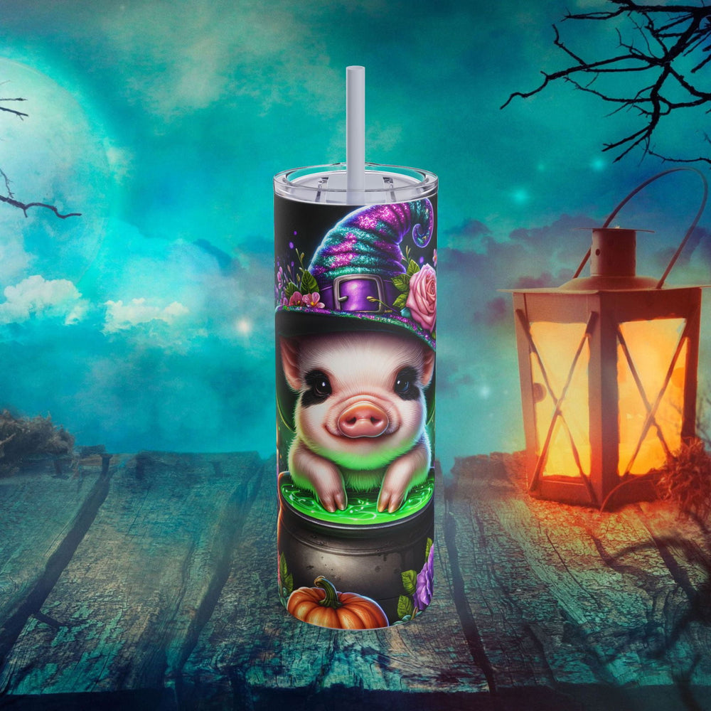 Cauldron Pig Halloween Tumbler Mug Printify Dusty Blue 20oz Matte