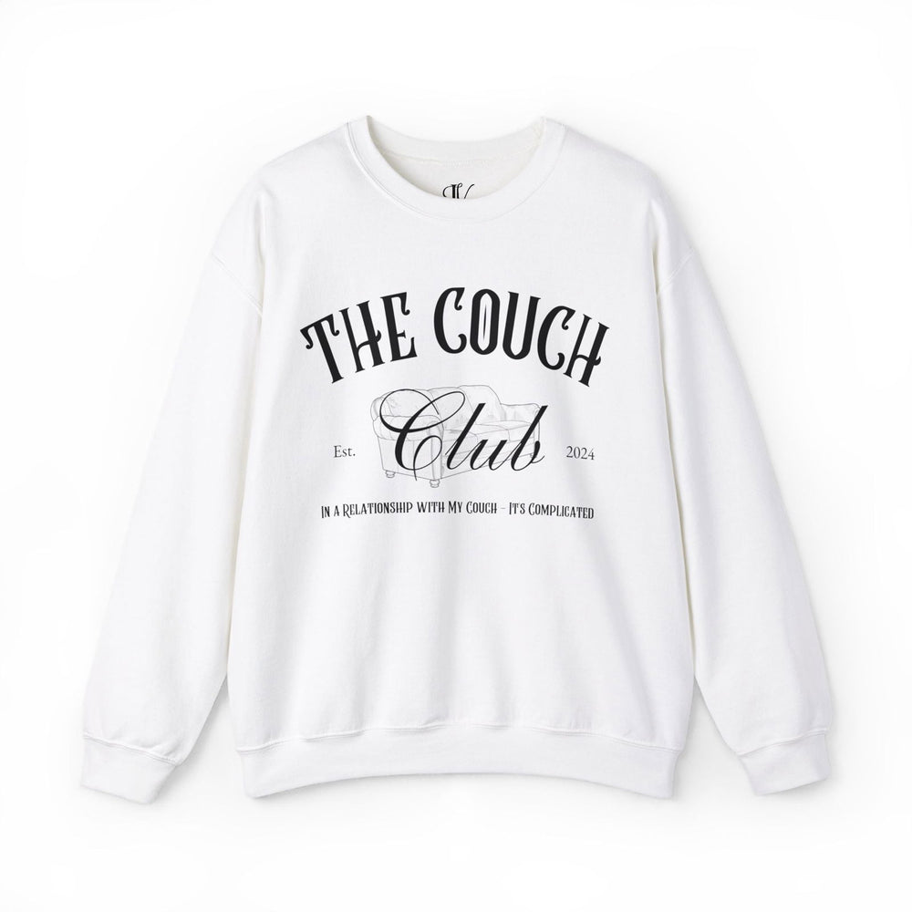 Chill Vibes: "Couch Club" Oversized Crewneck Sweatshirt Sweatshirt Printify S White