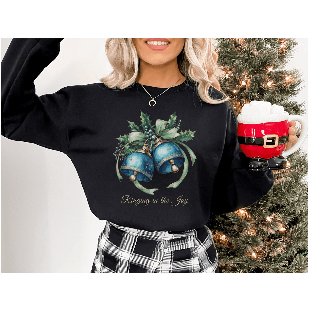 Christmas Bell Sweatshirt Sweatshirt Printify S Black
